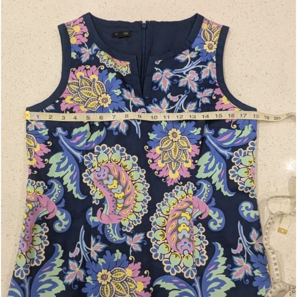 Talbots Blue Paisley Print Shift Dress Size 8 Sleeveless Brunch Cocktail Party - Picture 5 of 9